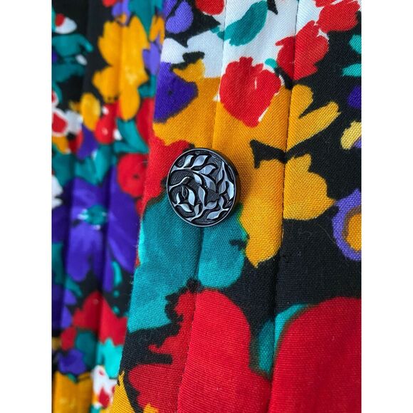 VTG Executive by Brenner size 9/10 Floral Quilt Vest Top 3/4 Sleeves 90s Retro - Picture 4 of 5